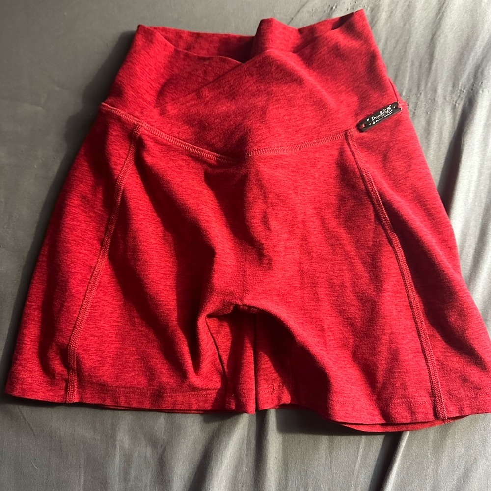 Small women’s bombshell sportswear scrunch butt red shorts